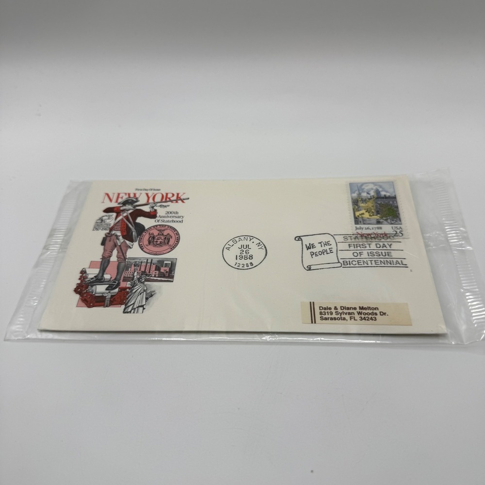 1988 New York 200th Anniversary Statehood First Day Cover Albany NY 25c Stamp